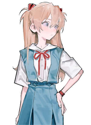 Asuka Langley Soryu Glares Intensely In Her Pilot Suit Wallpaper