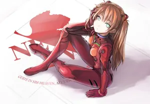 Asuka Langley Soryu Striking A Confident Pose In Her Pilot Suit Wallpaper