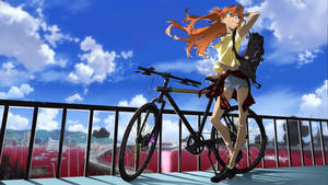 Asuka Sohryu Taking A Leisurely Ride In Neon Genesis Evangelion Wallpaper