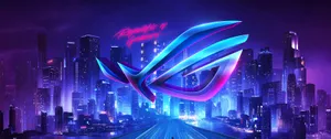 Asus Rog Logo In Neon Lights Wallpaper