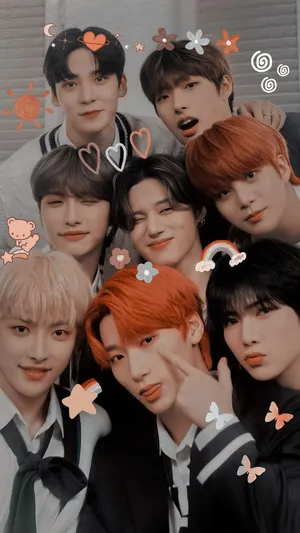 Ateez With Stickers Wallpaper