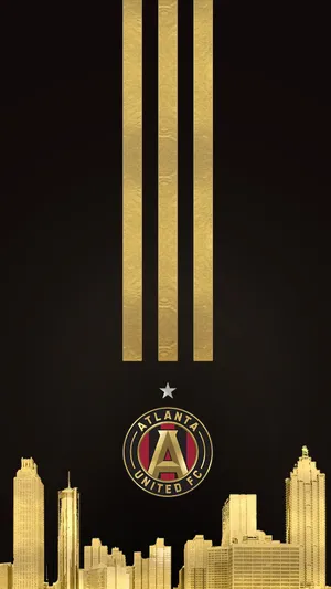 Atlanta United Fc Logo In Gold Wallpaper