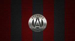 Atlanta United Fc Logo Silver And Red Pattern Wallpaper