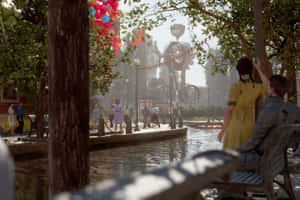 Atomic Heart Festive Park Scene Wallpaper