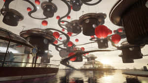 Atomic Heart Futuristic Cityscape Wallpaper