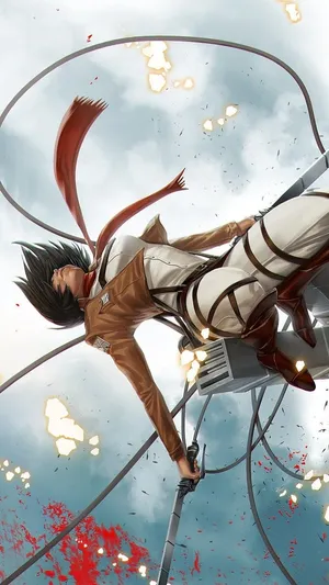 Attack On Titan Anime Mikasa Ackerman Falling Wallpaper
