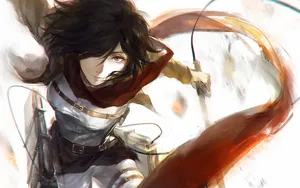 Attack On Titan Anime Mikasa Red Scarf Wallpaper