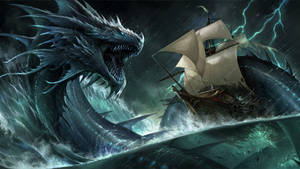 Attacking Leviathan Green Dragon Wallpaper