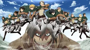 Attackon Titan Characters Readyfor Battle Wallpaper