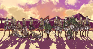 Attackon Titan Characters Sunset Wallpaper