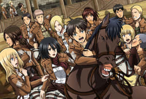 Attackon Titan Charactersand Horse Wallpaper