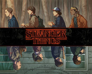 Attention-grabbing Cartoon Interpretation Of Netflix's Trend-setting Show, Stranger Things Season 3. Wallpaper