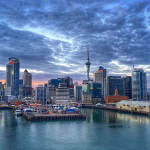 Auckland Skyline Dusk View Wallpaper