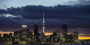 Auckland Skylineat Dusk Wallpaper