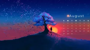 August 2021 - Aesthetic Tree Calendar Wallpaper
