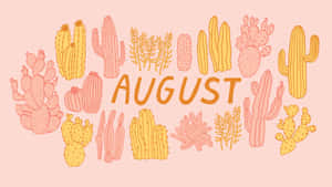 August Cactus Theme Illustration Wallpaper