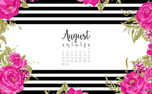 August Floral Desktop Calendar Wallpaper