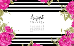 August Floral Desktop Calendar Wallpaper