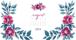 August2019 Floral Calendar Desktop Wallpaper Wallpaper