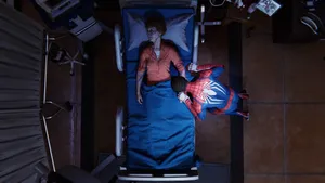 Aunt May Smiling In A Warm, Inviting Kitchen Environment Wallpaper