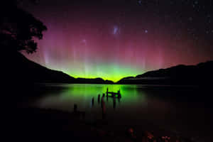 Aurora Australis Over Lake Wallpaper