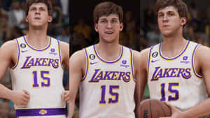 Austin Reaves Lakers Uniform Triptych Wallpaper