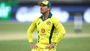 Australian Cricketer Aaron Finch In Action Wallpaper