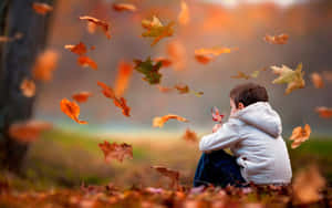 Autumn Child Contemplation Wallpaper