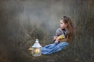 Autumn Contemplation Little Girl Wallpaper