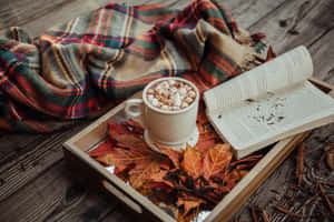 Autumn Cozinesswith Hot Cocoaand Book Wallpaper