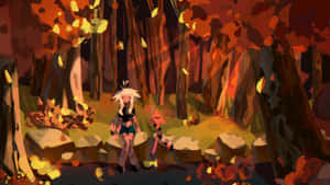 Autumn Forest Learning Scene Wallpaper