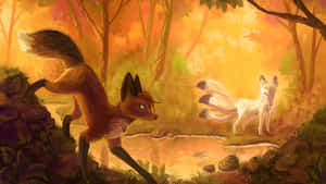 Autumn Fox Spirits Wallpaper