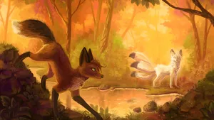 Autumn Fox Spirits Wallpaper