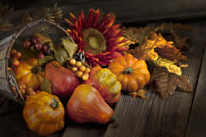 Autumn Harvest Cornucopia Wallpaper