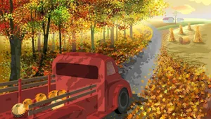 Autumn Harvest Country Road Wallpaper