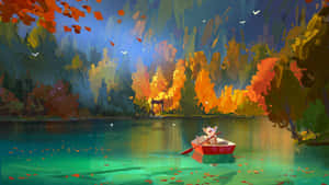 Autumn_ Lake_ Adventure_ Animated_ Character Wallpaper