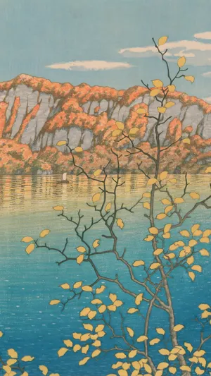 Autumn Lake Reflection Kawase Hasui Wallpaper
