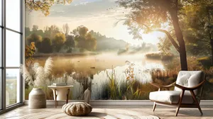 Autumn Lake View Mural Wallpaper
