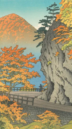 Autumn Pathway By Kawase Hasui Wallpaper