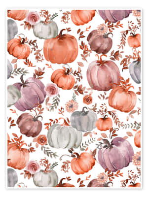 Autumn_ Pumpkin_ Floral_ Pattern Wallpaper