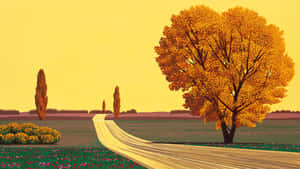 Autumn Road Artworkby Hiroshi Nagai Wallpaper