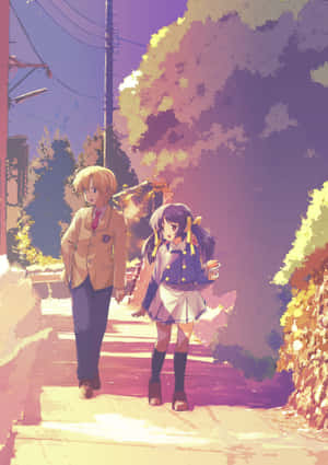 Autumn_ Stroll_ Anime_ Characters Wallpaper