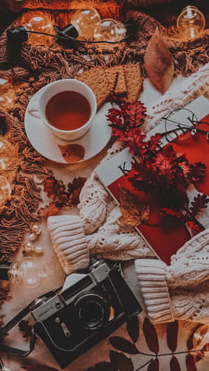 Autumn Vibes Flatlay Photography Wallpaper