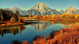 Autumnal_ Mountain_ Reflection_ Landscape Wallpaper