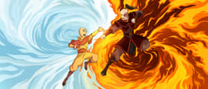 Avatar Aang Fire Water Elemental Battle Wallpaper