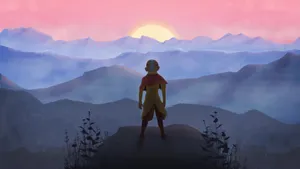 Avatar Aang Sunset Contemplation Wallpaper