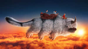 Avatar Aangand Friends Flyingon Appa Wallpaper