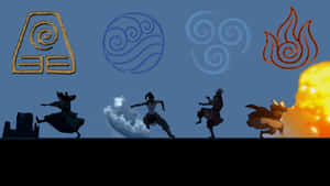 Avatar Elementsand Benders Silhouettes Wallpaper