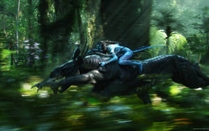 Avatar Jake Sully Riding Direhorse Wallpaper