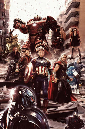 Avengers Team Assemble Battle Scene Wallpaper